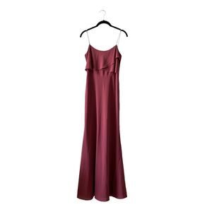 Jenny Yoo Blake Maxi Chiffon Dress in Burgundy Size 4